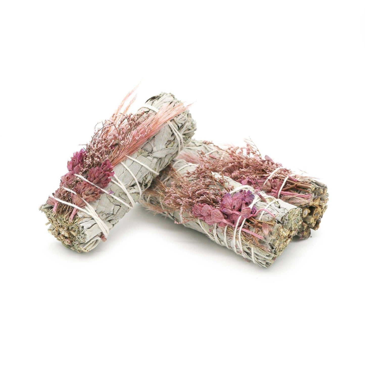 Organic Pink Floral White Sage Smudge Stick 4-Inch