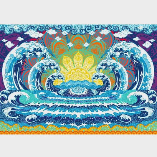 3D Wave Mandala Tapestry