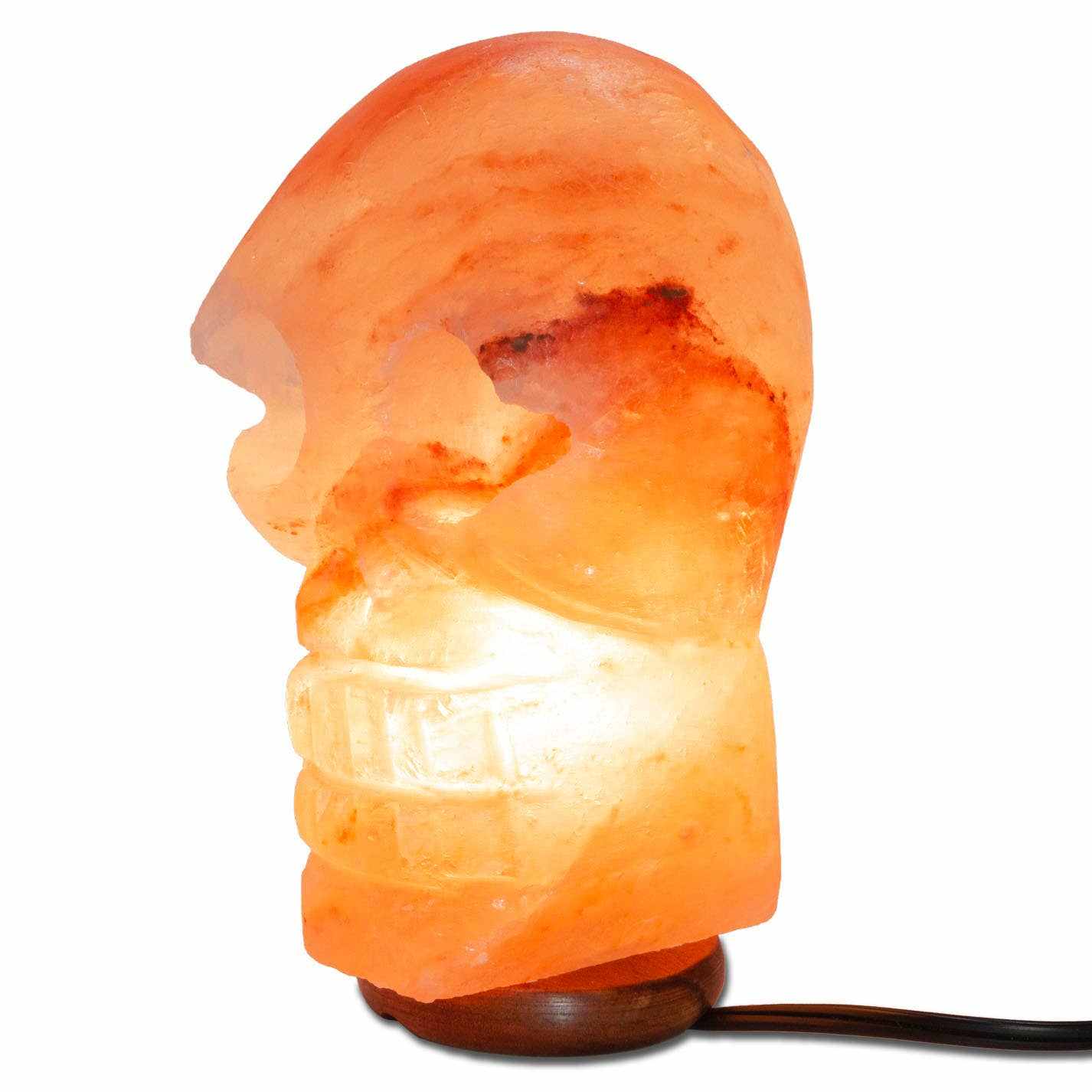 Skull Shaped Salt Lamp  - 9.5" avg. - Cord, Bulb, Dimmer