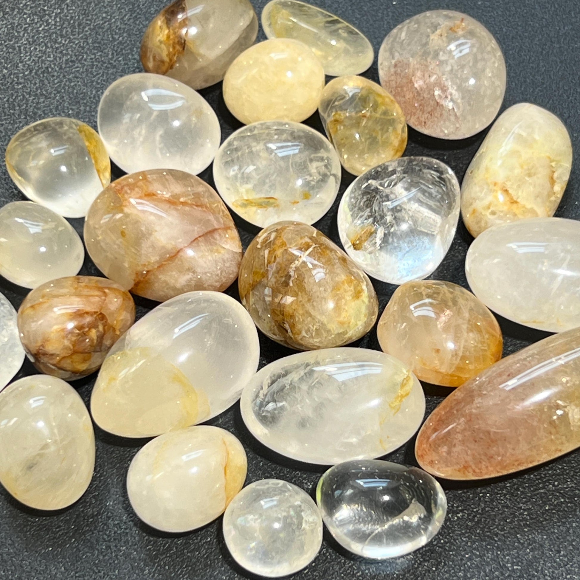 Clear and Golden Healer Quartz Crystal Mixed Tumbled Stones (By The Piece or Pound) Wholesale