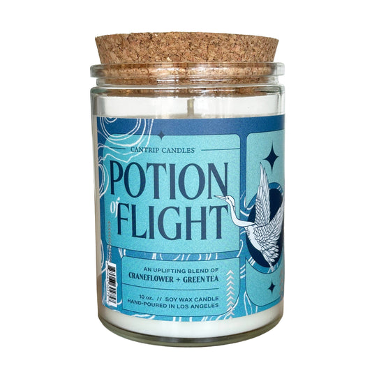Cantrip Candles Potion of Flight – 10 Oz Soy Candle with Crane Flower, Green Tea & Sandalwood, Infinity D4