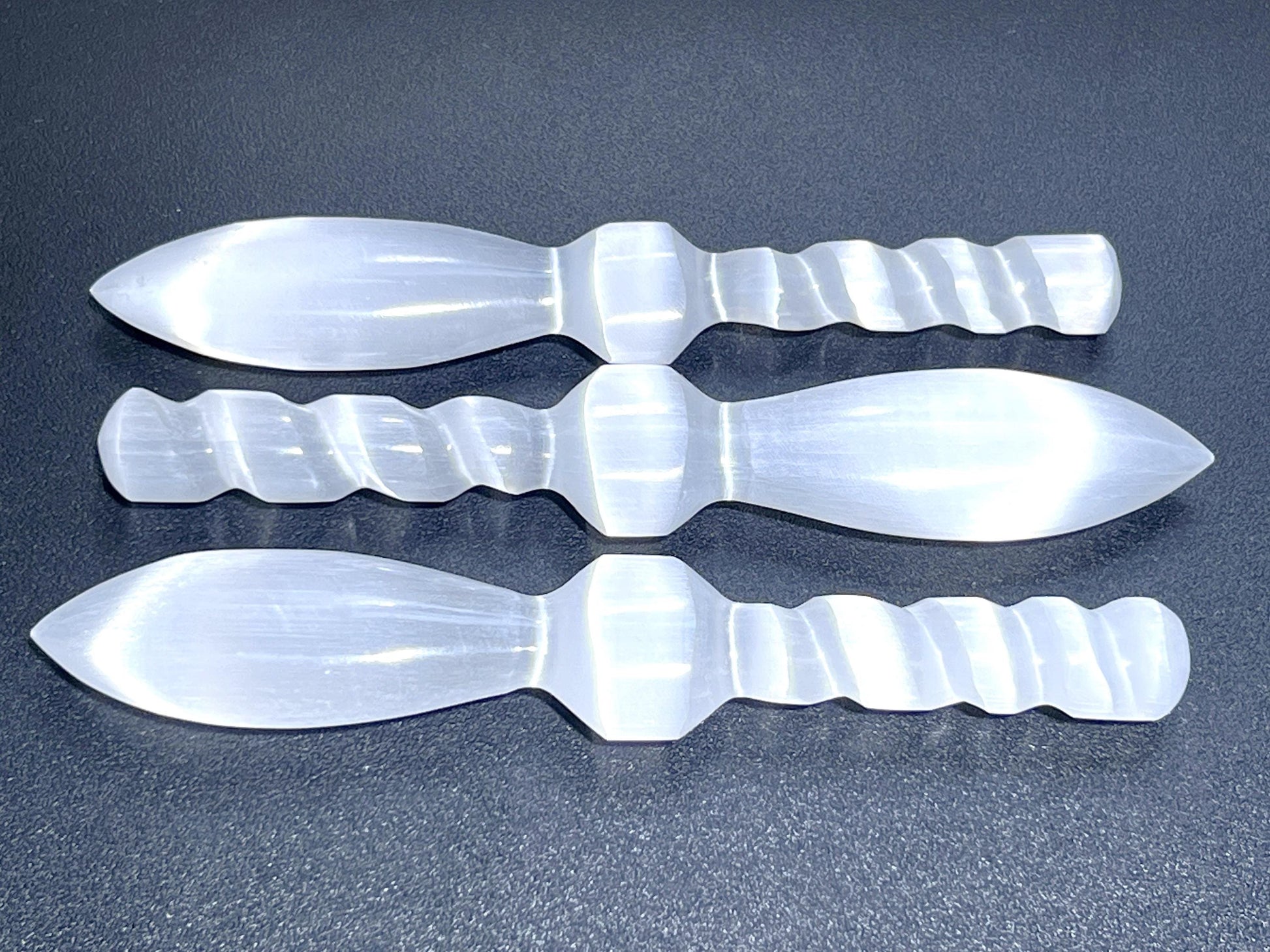 Selenite Crystal Decorative Sword Knife Spiral Point Wand (7-8 Inches) Wholesale Carving