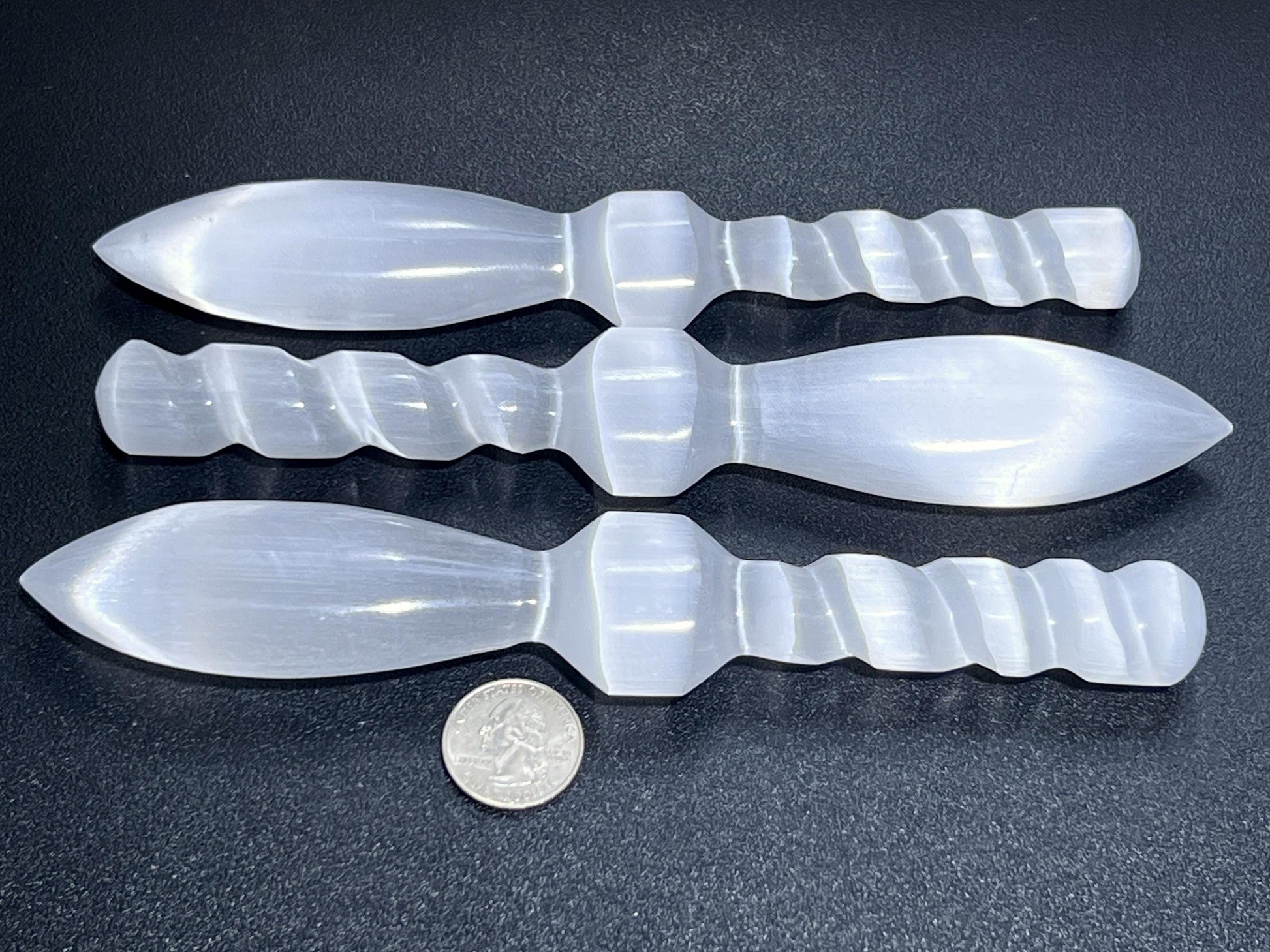 Selenite Crystal Decorative Sword Knife Spiral Point Wand (7-8 Inches) Wholesale Carving