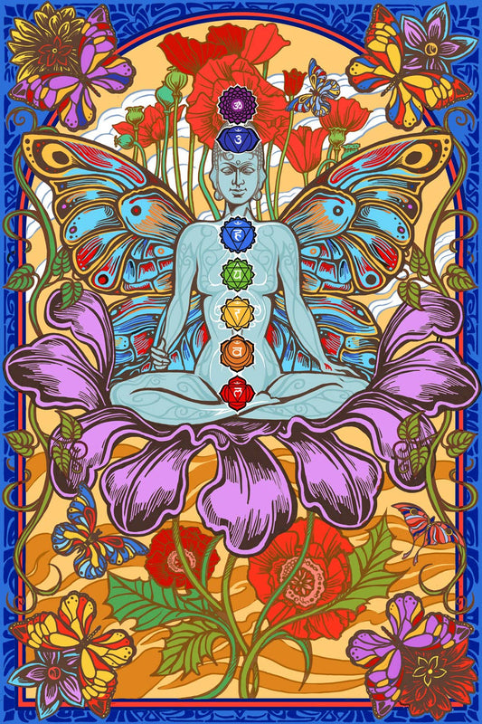 Blooming Chakra Lotus | 3D Tall Wall Tapestry