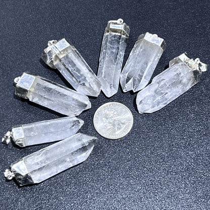 Large Quartz Crystal Point Pendant (Silver Plated) Wholesale