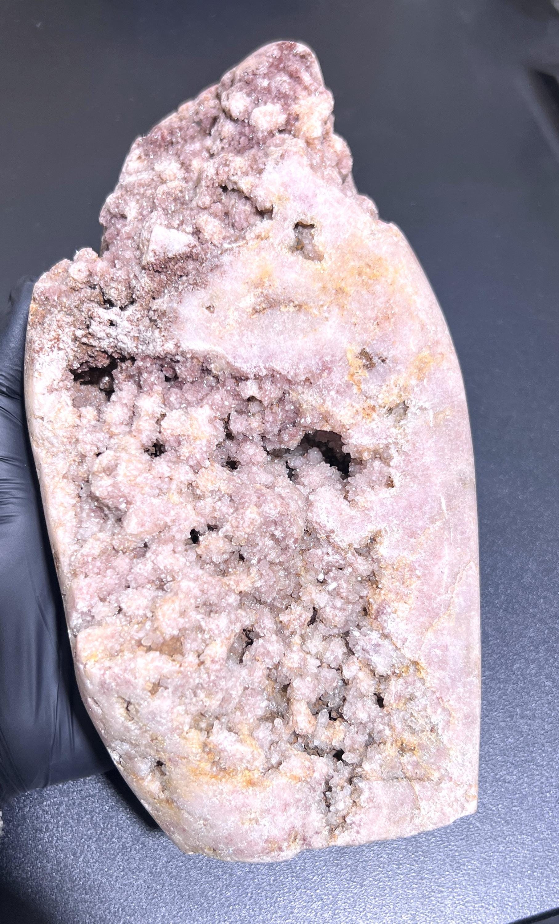 Large Pink Amethyst Druzy Crystal Cluster Standing Freeform Select Polished Carving