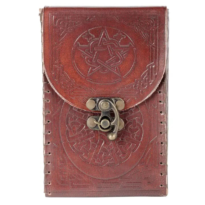 Mystical Pentagram Leather Tarot Card Holder For Protection