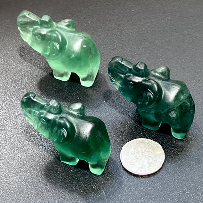 Small Elephant Green Fluorite Crystal Animal Carving Wholesale
