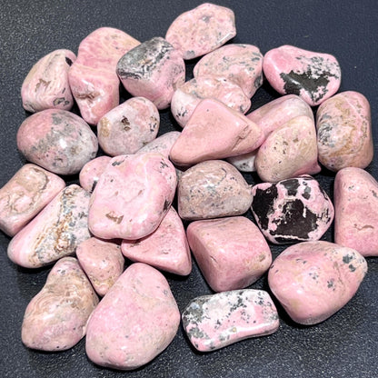 Pink Rhodonite Tumbled Stones (By The Piece or Pound) Bulk Wholesale Lot
