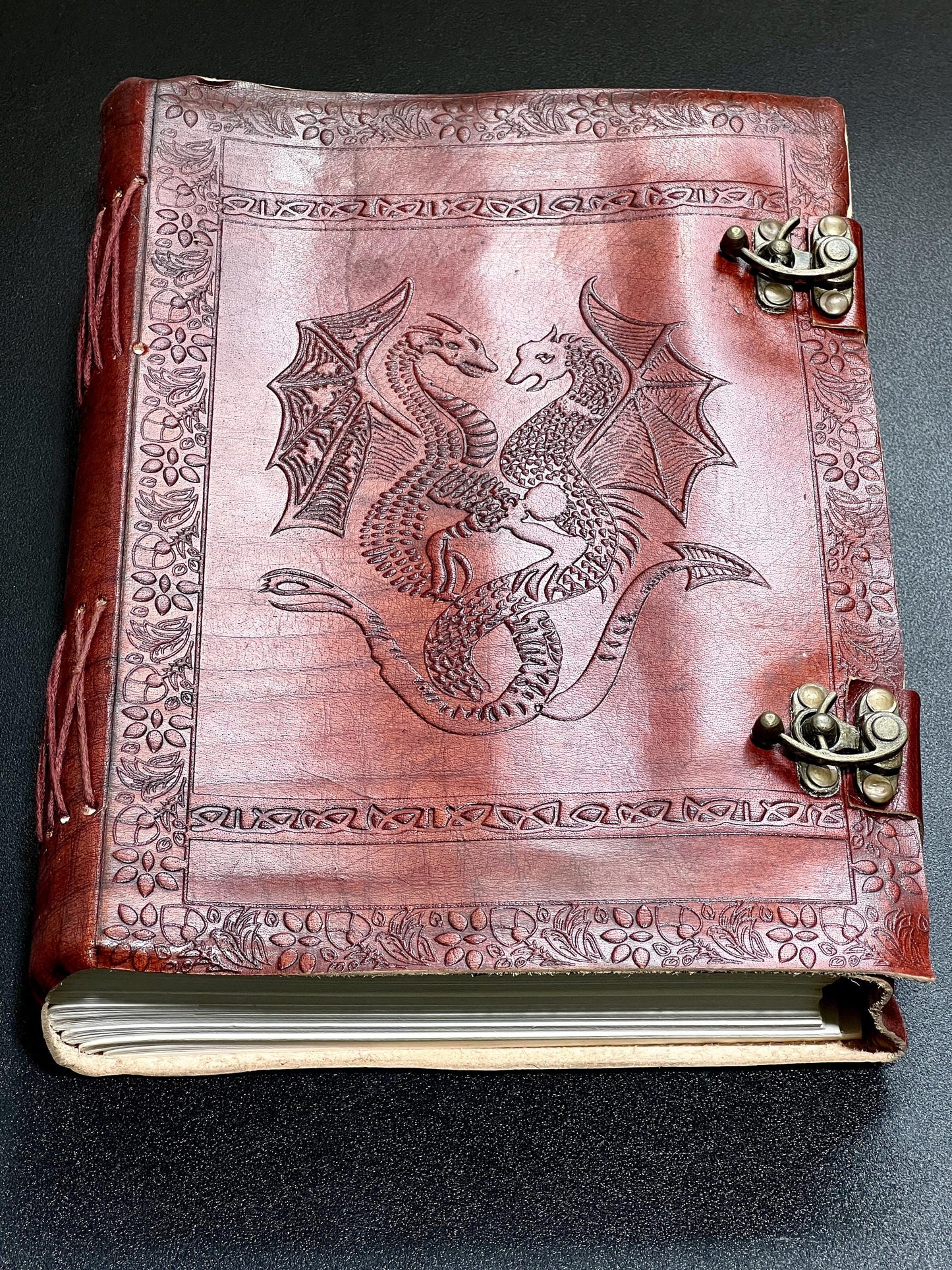 Notebook – Red Dragon Leather Bound Sketchbook | Mystics Vibe