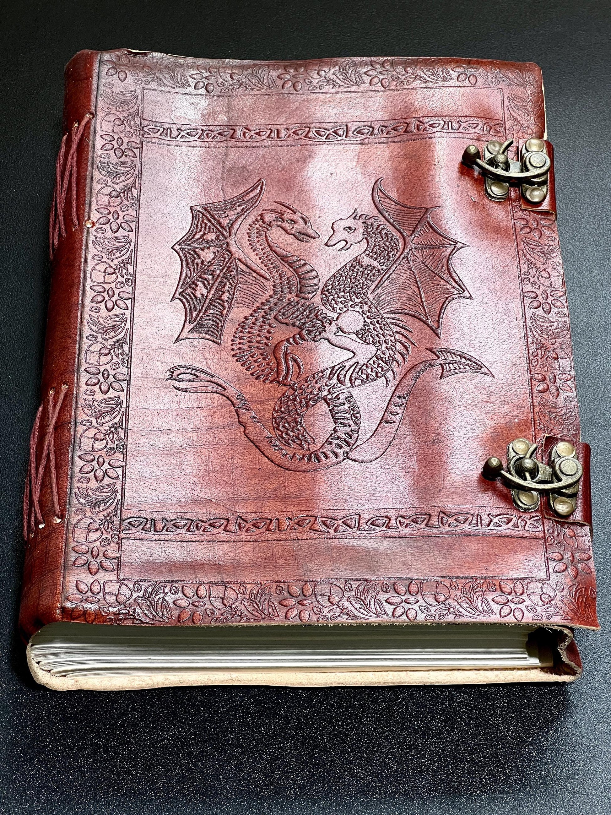 Notebook – Red Dragon Leather Bound Sketchbook | Mystics Vibe