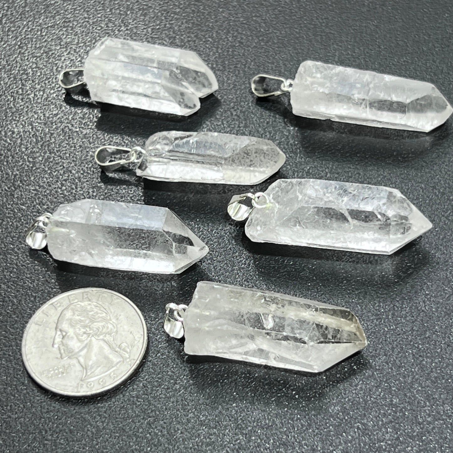 Raw Quartz Crystal Pendant Rough Clear Point Necklace