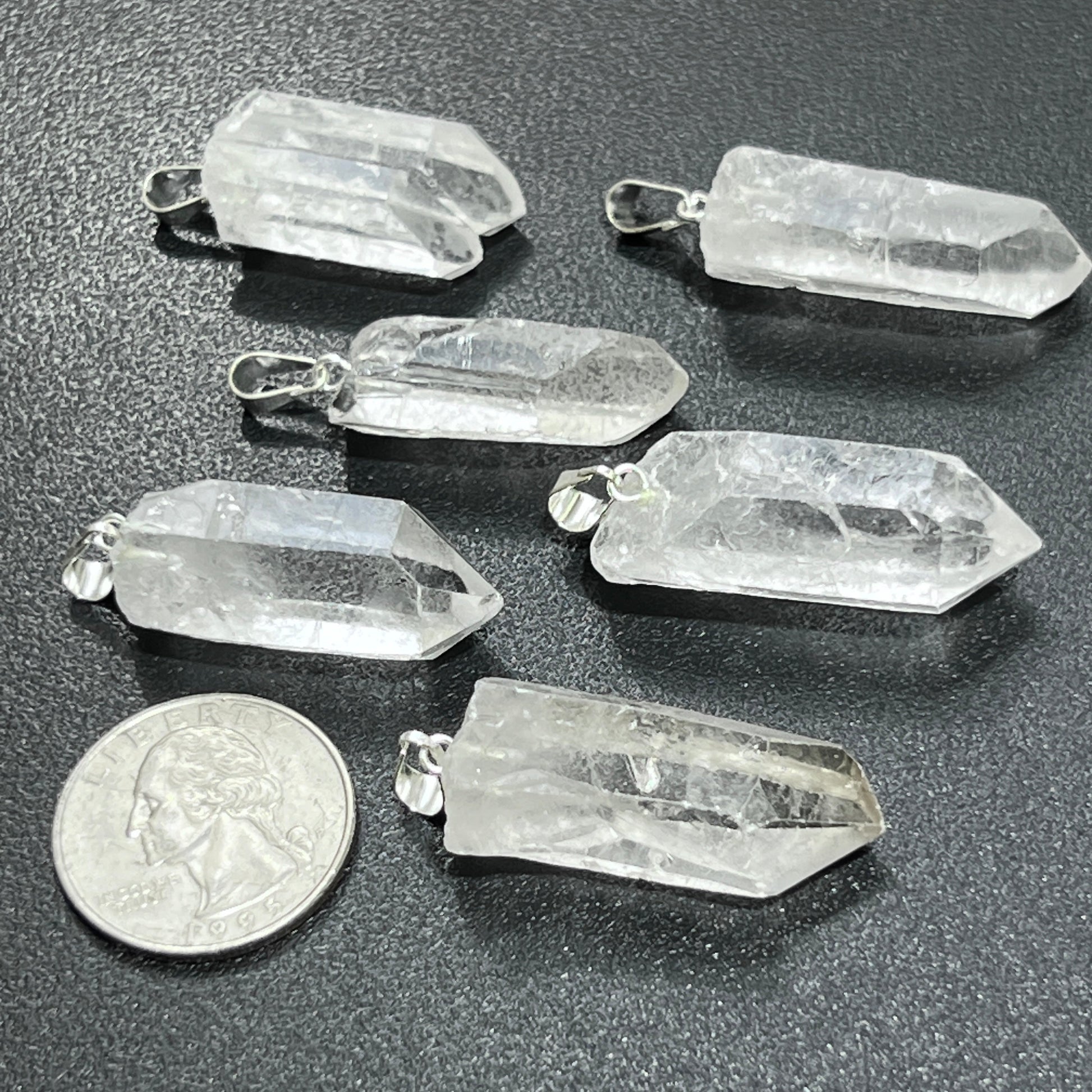 Raw Quartz Crystal Pendant Rough Clear Point Necklace