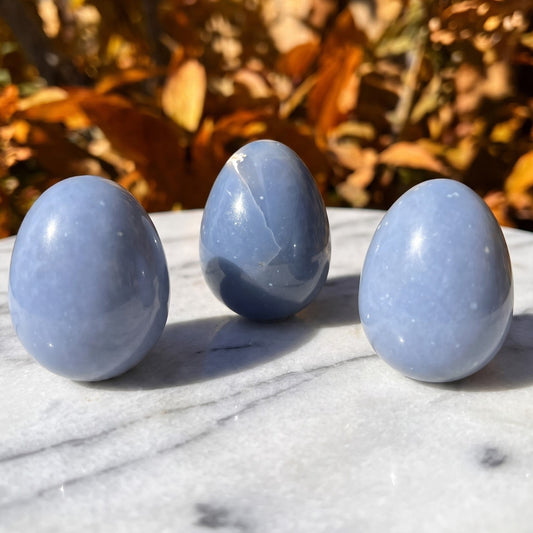 Blue Angelite Crystal Egg Carving Wholesale
