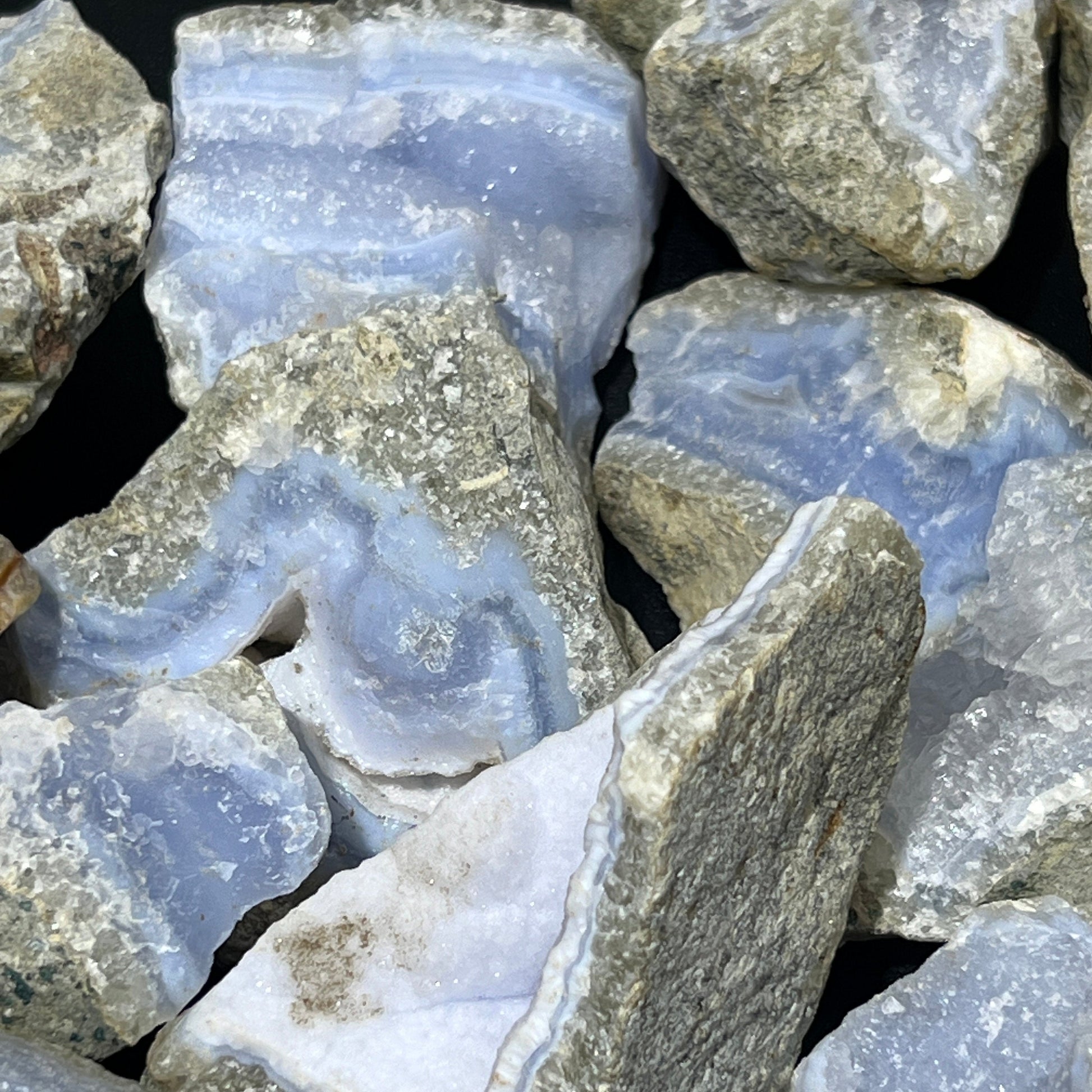 Blue Lace Agate Rough (1 Kilo)(2.2 LBs) Bulk Wholesale Lot