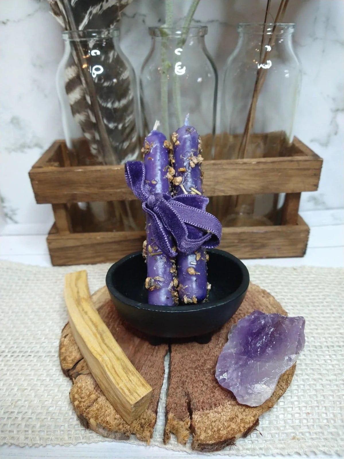 Hand Dipped Natural Soy Intention Candles for Rituals