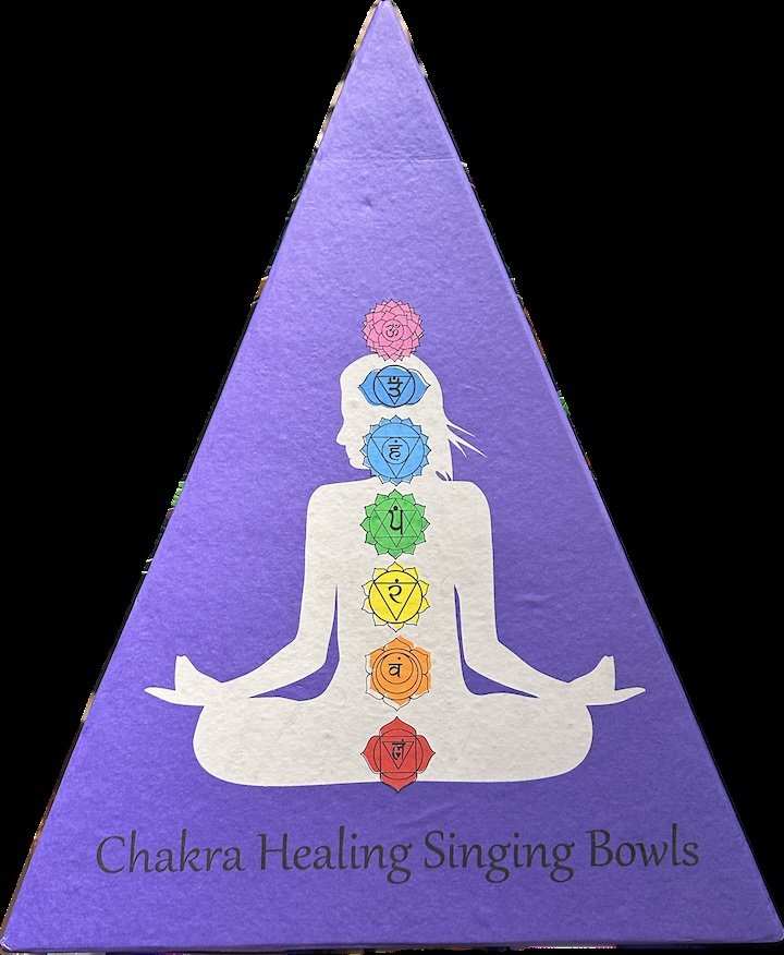 7-Chakra Singing Bowl Set in Purple Pyramid Box