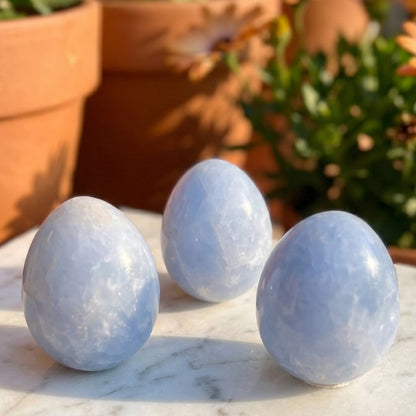 1.5" Blue Calcite Crystal Egg Carving – additional product image