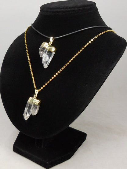 Quartz Crystal Double Point Pendant (Gold Plated) Wholesale