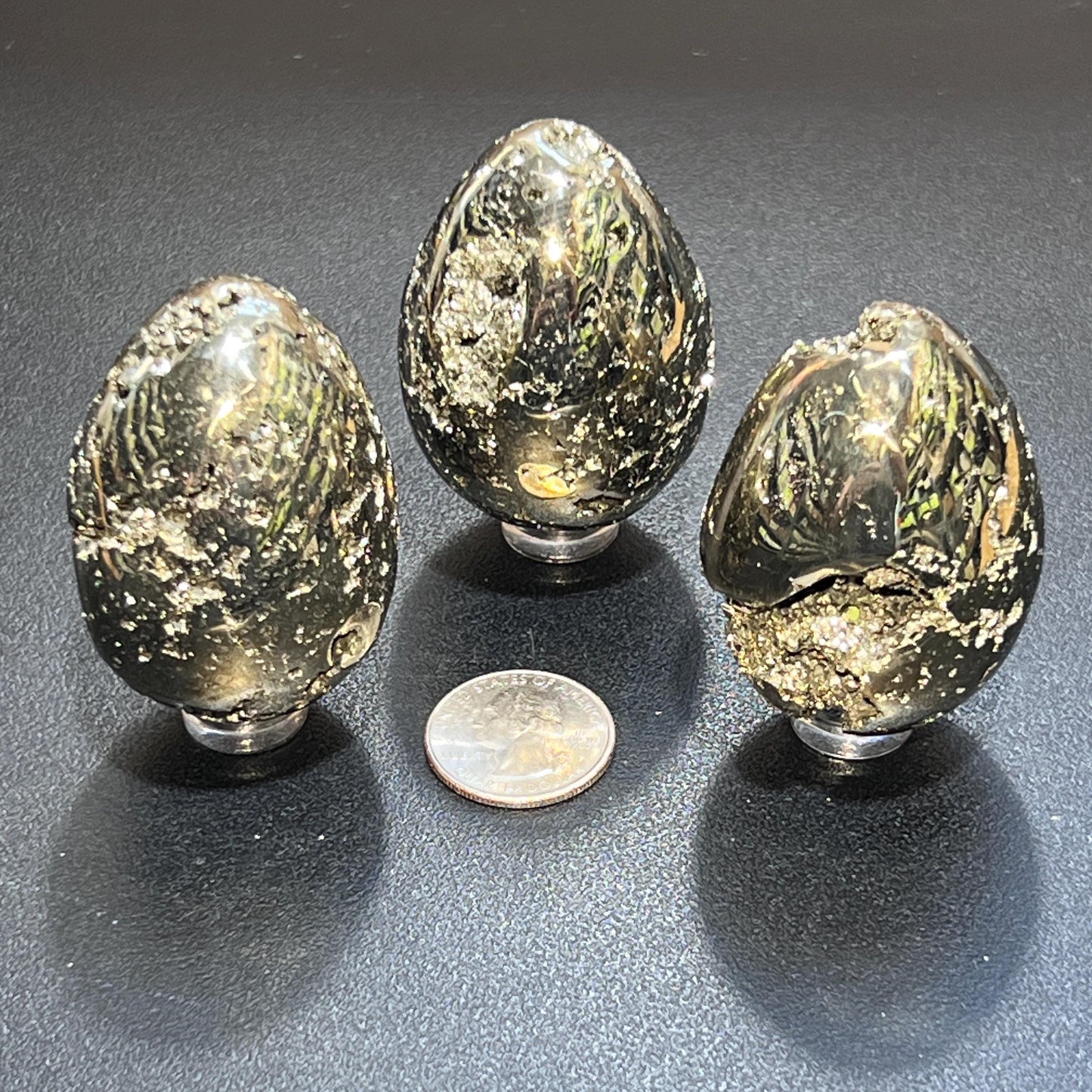 Iron Pyrite Druzy Crystal Egg Polished Gemstone Carvings Decor Supply