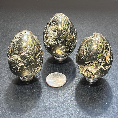 Iron Pyrite Druzy Crystal Egg Polished Gemstone Carvings Decor Supply