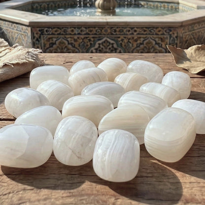 White Banded Calcite Tumbled Stones (By The Piece Or Pound) Wholesale