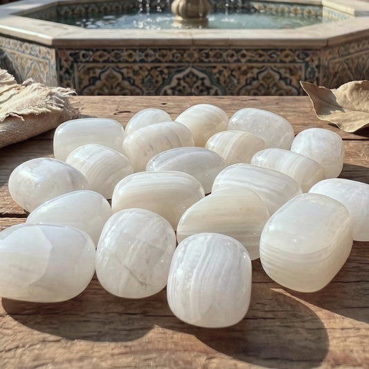 White Banded Calcite Tumbled Stones (By The Piece Or Pound) Wholesale