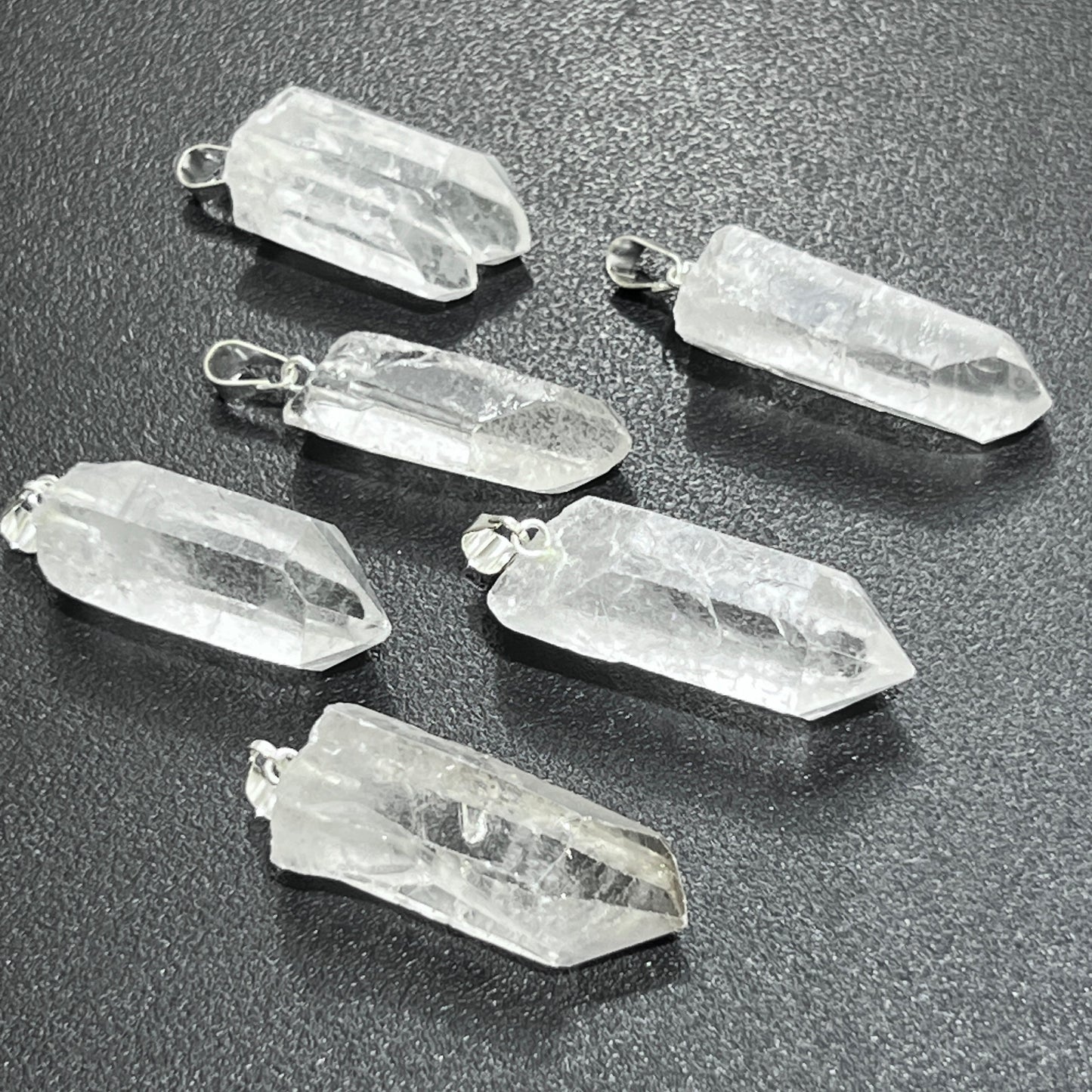 Raw Quartz Crystal Pendant Rough Clear Point Necklace
