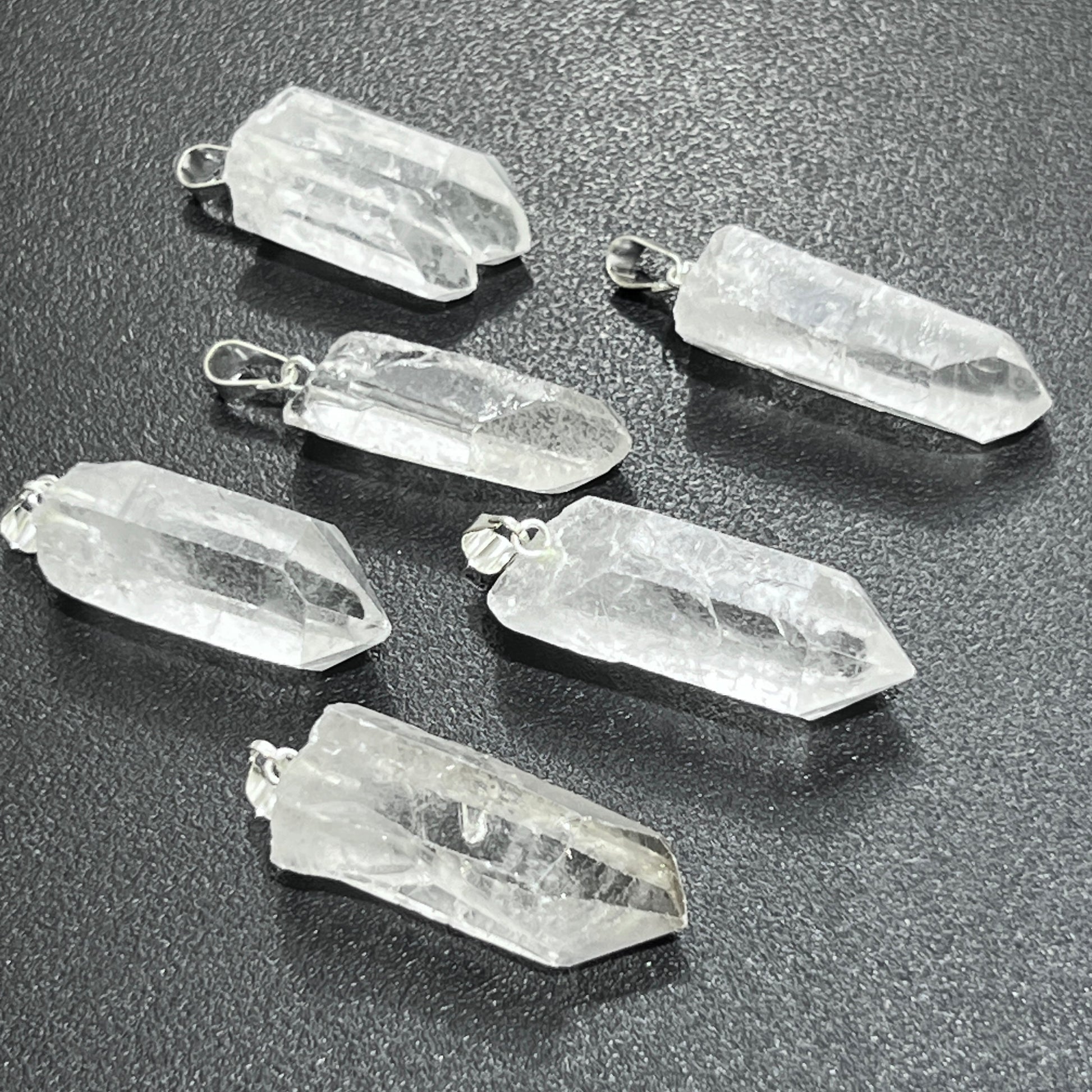 Raw Quartz Crystal Pendant Rough Clear Point Necklace