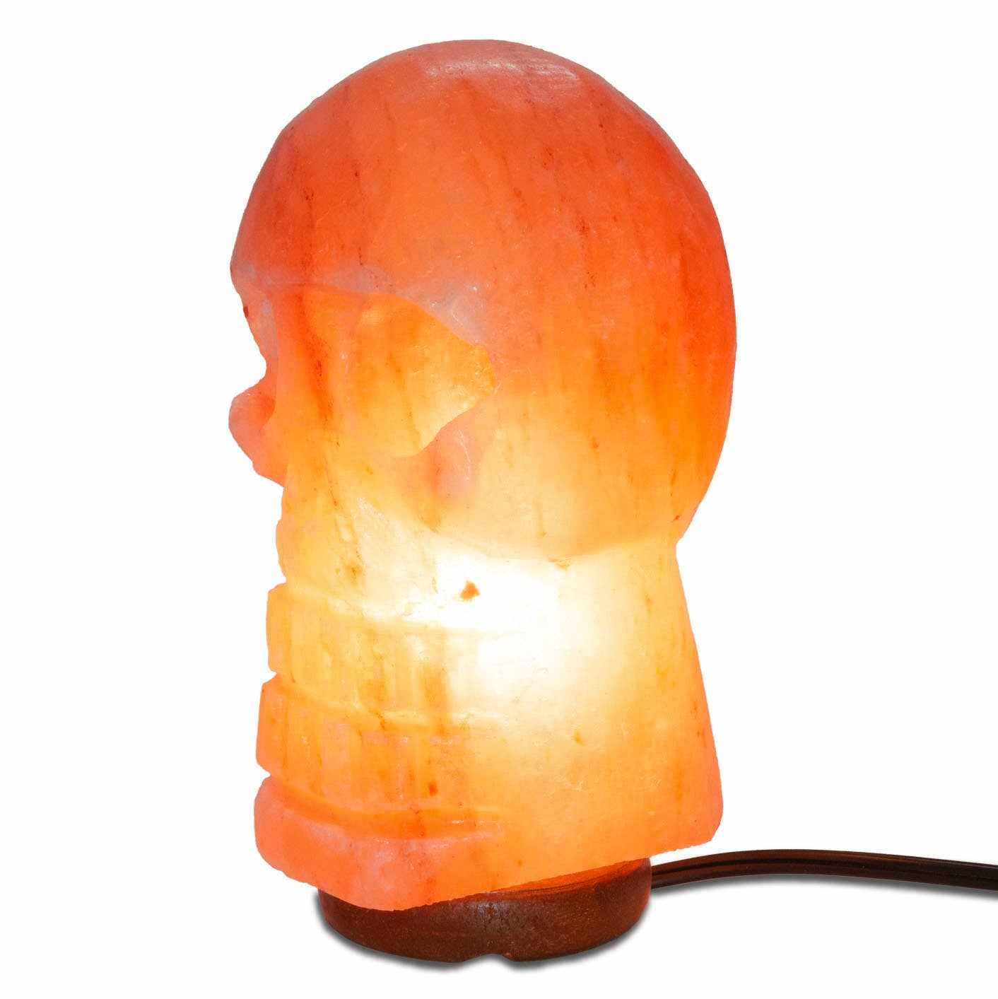 Skull Shaped Salt Lamp  - 9.5" avg. - Cord, Bulb, Dimmer