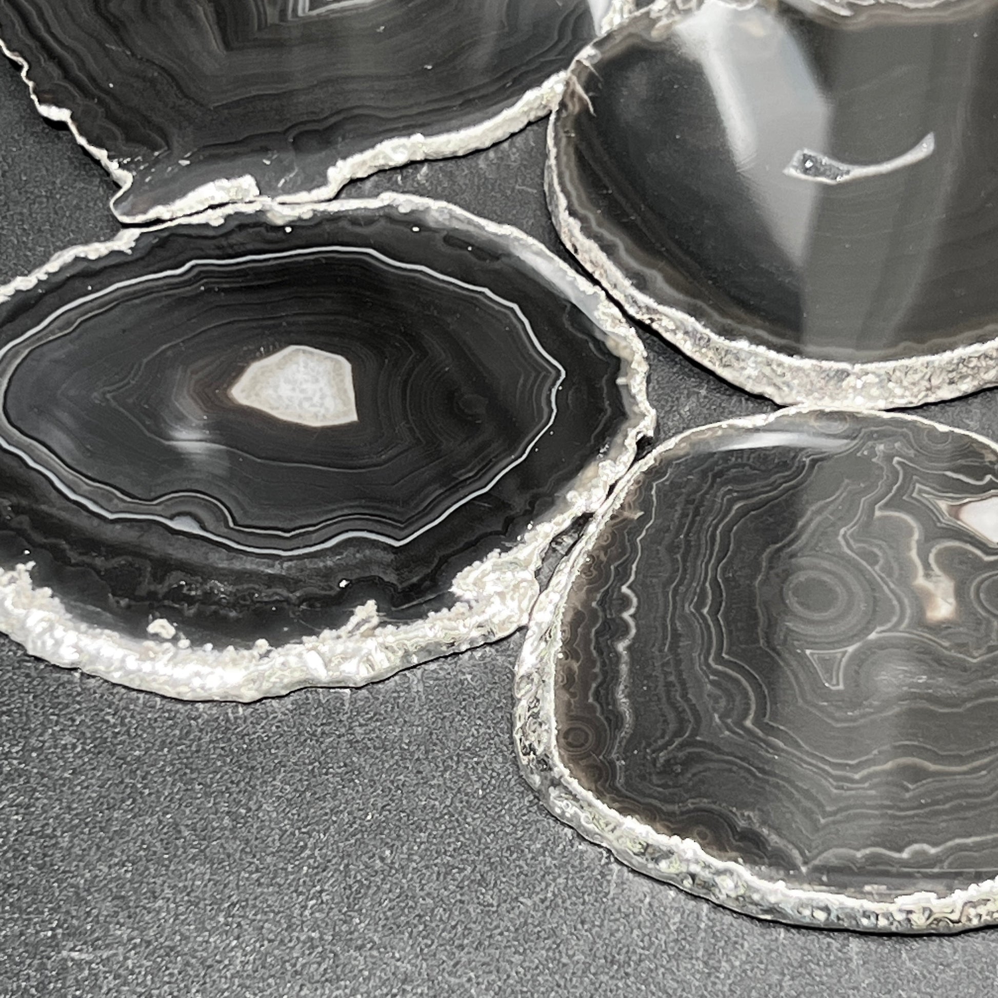 Agate Slice Coaster Silver Plated (4-5 Inches) Grade A Escort Place Cards