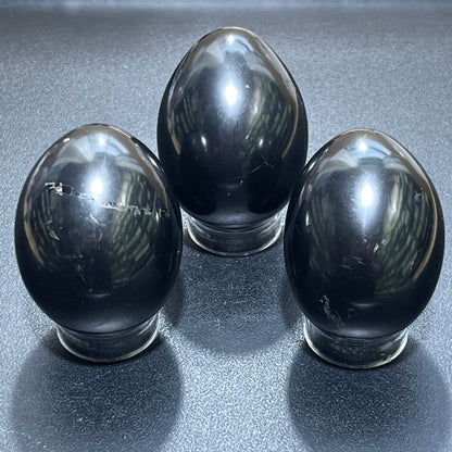 Black Shungite Polished Egg Carving Wholesale
