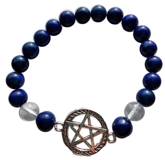 Lapis & Quartz Pentagram Bracelet
