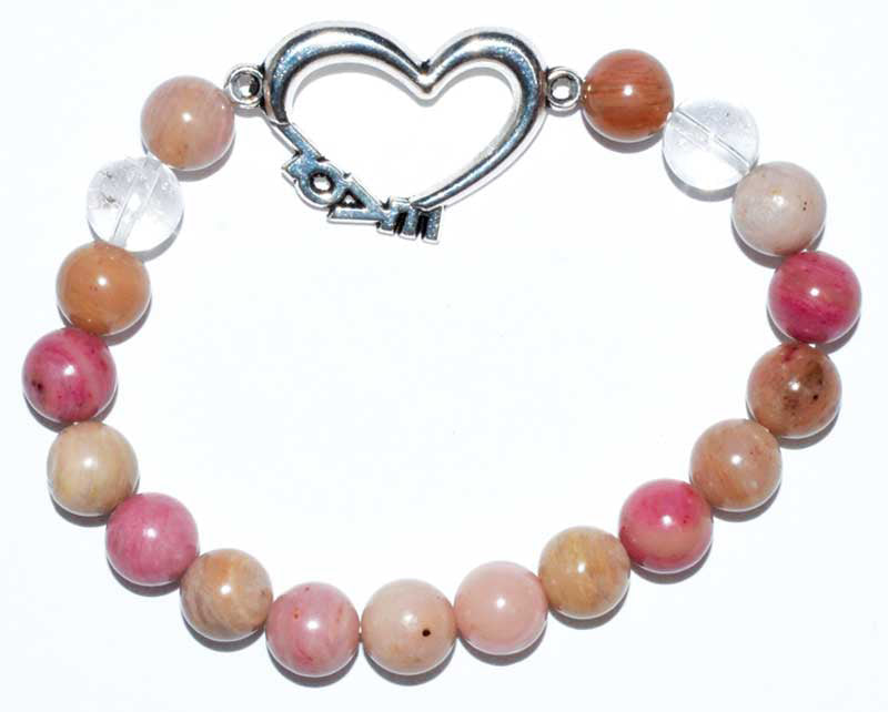 Rhodonite/Quartz Heart bracelet