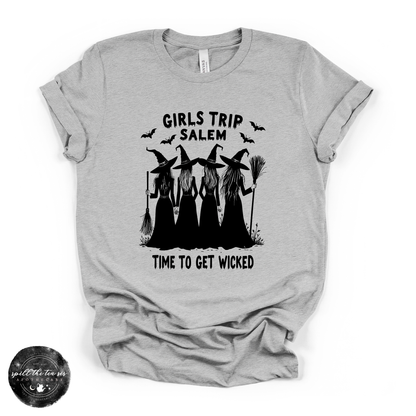 Girls Trip to Salem Tee | Witchy Travel Graphic T-Shirt {BLACK DESIGN}