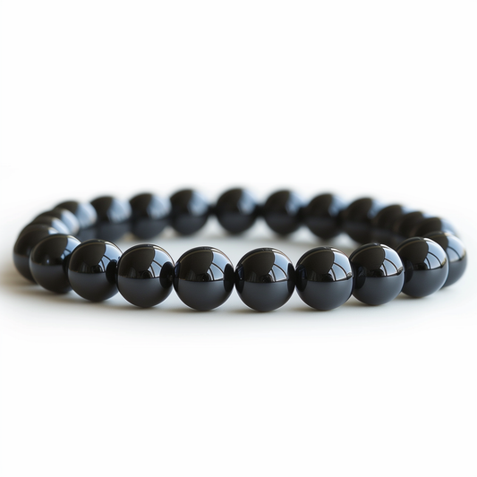 Black Obsidian Round Bead Bracelet - Strong Protection