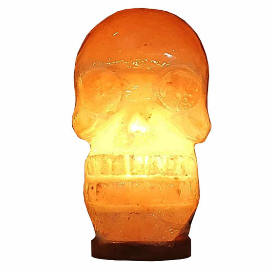 Skull Shaped Salt Lamp  - 9.5" avg. - Cord, Bulb, Dimmer