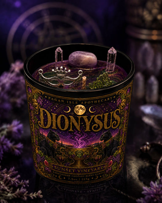 Dionysus Crystal Candle | Joy & Release Spell Candle