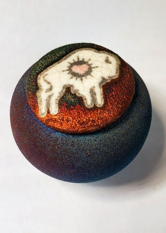 Mini Raku DC Jar Heart Bison