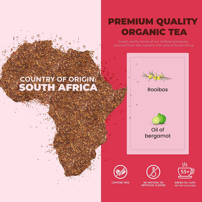 USDA Organic Earl Grey Rooibos Loose Leaf Tea, Caffeine-Free