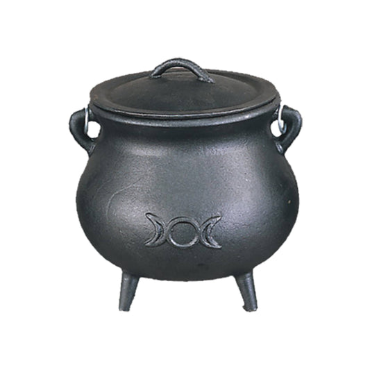 Mystical Triple Moon Cast Iron Cauldron for Rituals