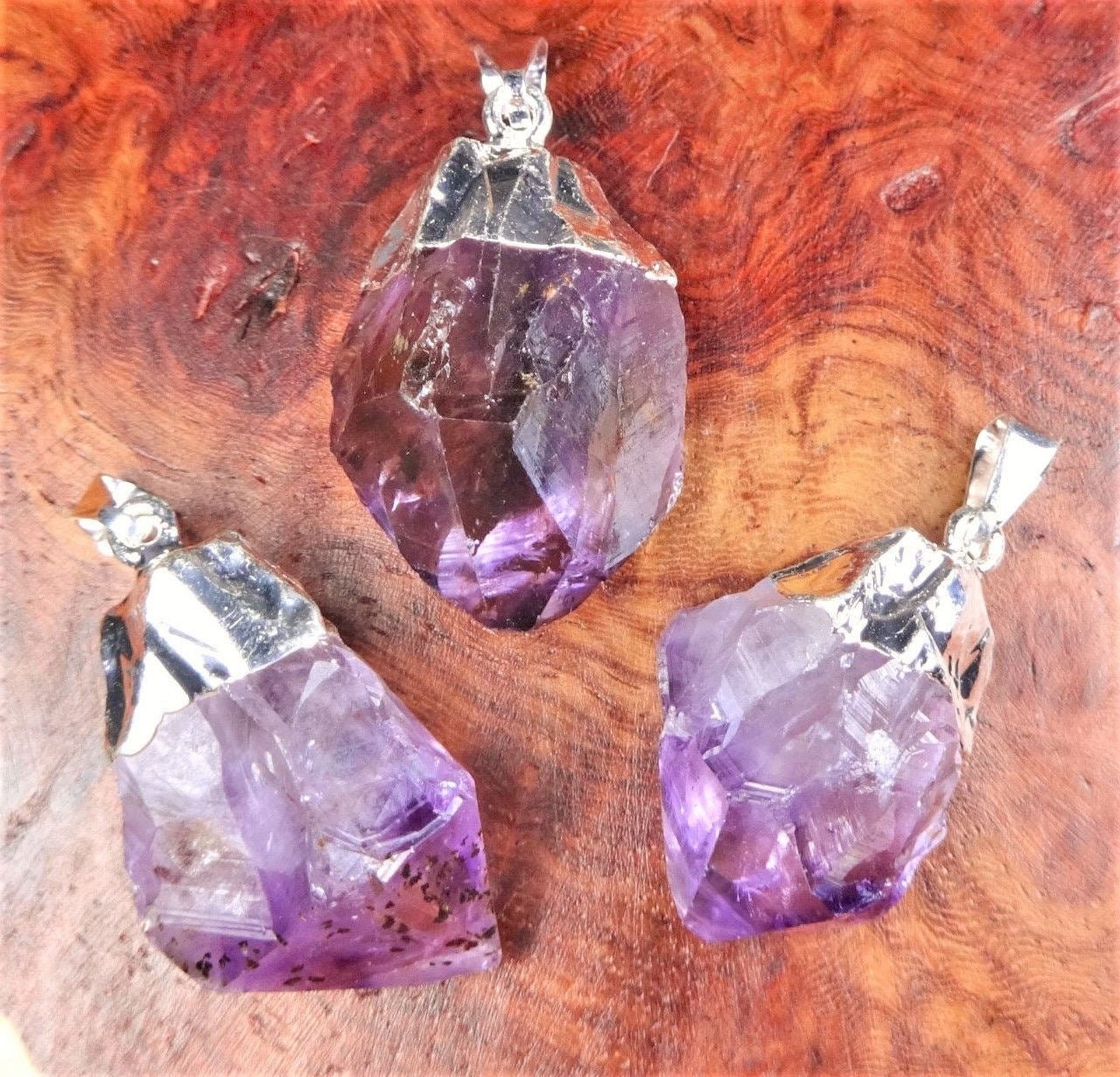 Purple Amethyst Crystal Point Pendant (Silver Plated) Wholesale