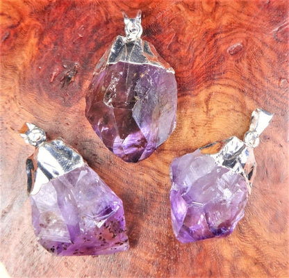 Purple Amethyst Crystal Point Pendant (Silver Plated) Wholesale