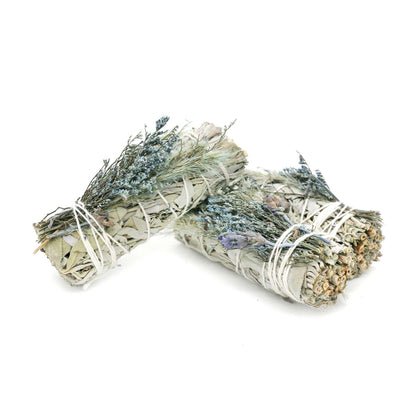 Blue Bouquet Floral White Sage Smudge Stick Cleansing