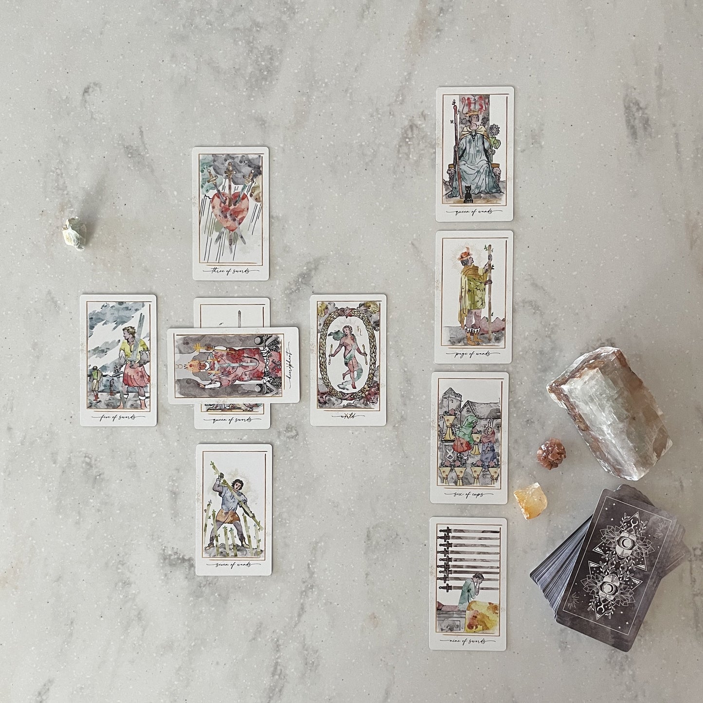 Modern Hue Tarot Deck: Reimagined Rider-Waite Watercolors