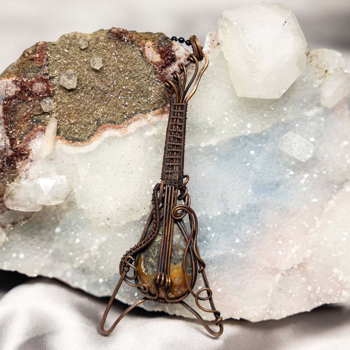 Agate "Guitar" Wire Wrap Crystal Pendant #5