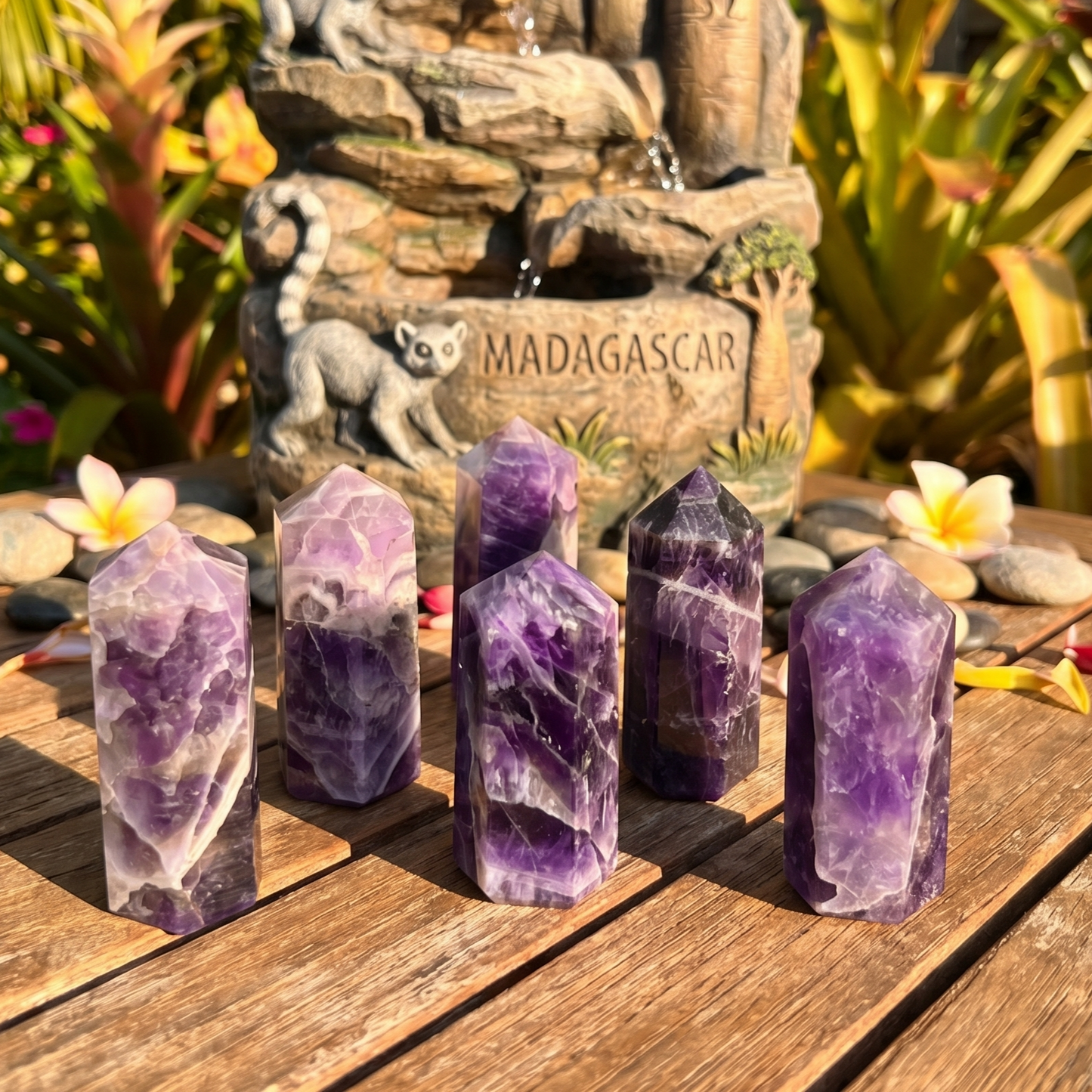 Banded Purple Amethyst Crystal Point Tower Obelisk Carving Wholesale