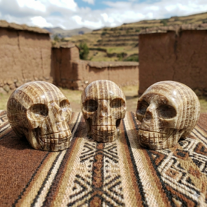 Brown Banded Onyx Skull Carving Wholesale