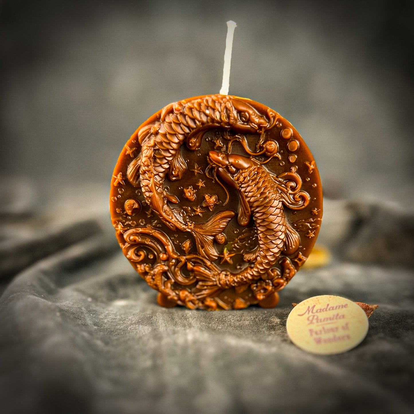 Beeswax Pisces Fish Zodiac Spell Candle
