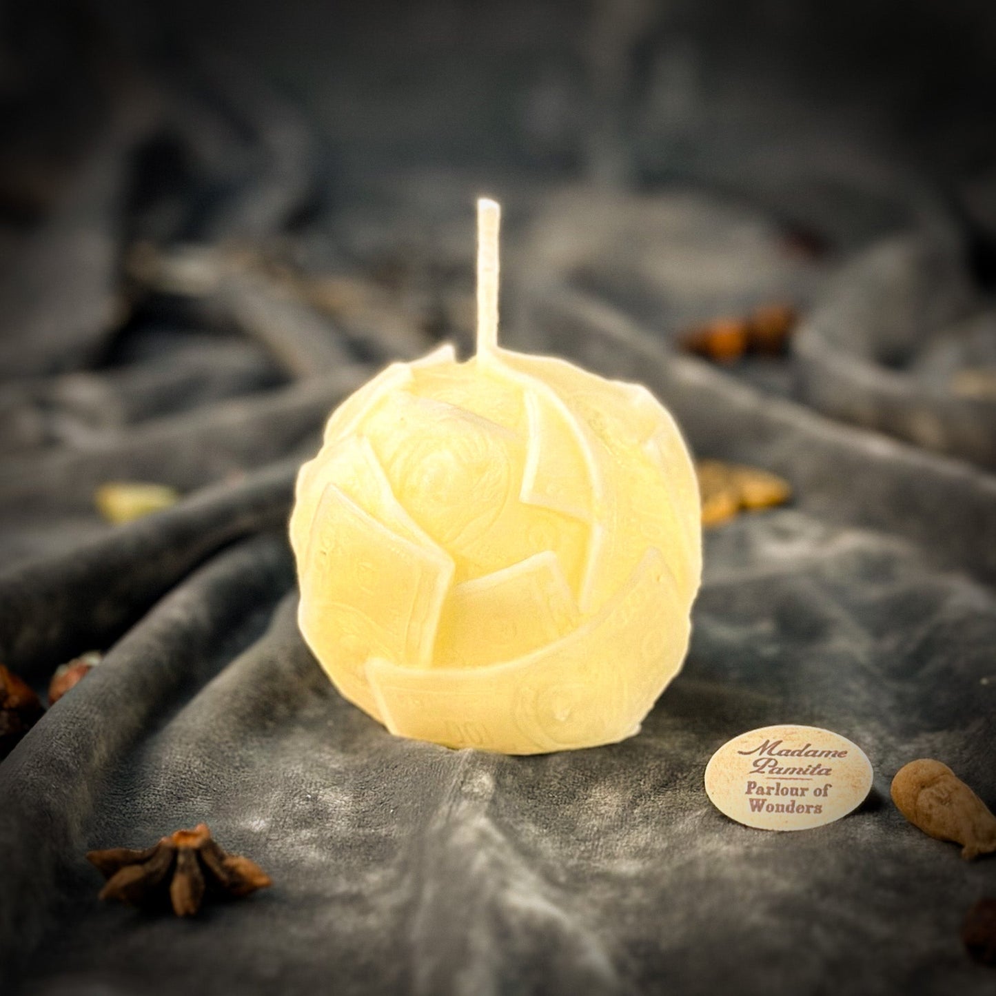 Beeswax Rolling in Dough Money Spell Candle